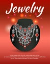 jewelry set of necklace of rubies and gemstones and earrings