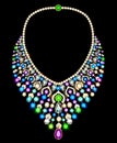 jewelry women`s gold necklace with precious stones