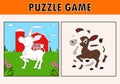 Jigsaw puzzle game with cute donkey animal