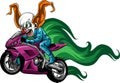 vector illustration joker Biker Motorcycle Rider racing