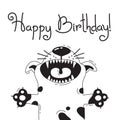 Illustration with joyful dog who says - Happy Birthday. For design of funny avatars, welcome posters and cards. Cute