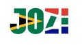 Illustration of Jozi logo with South African flag overlaid on text Royalty Free Stock Photo