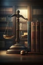 illustration, judge gavel and scales of justice, ai generative Royalty Free Stock Photo