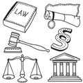 Illustration of judicial icons Royalty Free Stock Photo