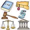 Illustration of judicial icons Royalty Free Stock Photo