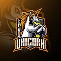 Jumping unicorn mascot logo design