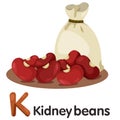 Illustration of k font with kidney beans