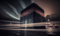 illustration, kaaba mecca in long exposure with color, generative ai