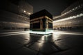 illustration, kaaba mecca in long exposure with color, generative ai