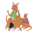 Illustration of kangaroo mother with her