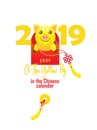 Illustration of kawaii pig, symbol of 2019 on the Chinese calendar.