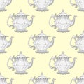 Illustration kettles. Seamless pattern with teapots.