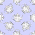 Illustration kettles. Seamless pattern with teapots.