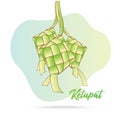 Illustration of ketupat, typical food made from rice and wrapped in coconut leaves.