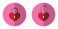 The illustration is a 2 key icons together.Unlock Key Heart and Lock Key Heart.red Heart Key.