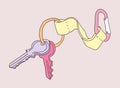 Illustration of keyring holding two keys in color Royalty Free Stock Photo