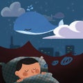 Illustration: The Kid is in a Sweet Dream. Royalty Free Stock Photo