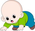illustration of kids activity image, a cute bald baby boy is practicing crawling Royalty Free Stock Photo
