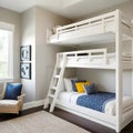 Illustration of a kids bedroom in modern design home with bunk beds Royalty Free Stock Photo
