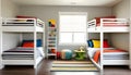 Illustration of a kids bedroom in modern design home with bunk beds Royalty Free Stock Photo