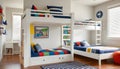 Illustration of a kids bedroom in modern design home with bunk beds Royalty Free Stock Photo