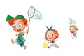 Illustration: Kids / Children isolated. They are Running, Playing, Very Happy!