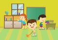 Illustration of kids cleaning the classroom Royalty Free Stock Photo