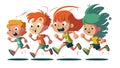 Illustration of Kids Participating in a Marathon Royalty Free Stock Photo