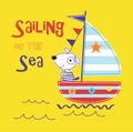 kids sailing boat print vector art