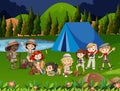 Illustration of Kids Wandering Around a Camp Site