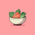 Illustration Kimchi in Ceramic Bowl Royalty Free Stock Photo
