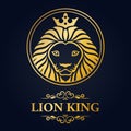 King lion head mascot on black background Royalty Free Stock Photo