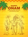 King Mahabali in Onam traditional festival background showing culture of Kerala, South India