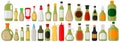 Illustration kit varied glass bottles filled liquid sauce guacamole Royalty Free Stock Photo