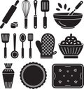 Illustration of kitchen utensils and tools for cooking and preparing meals design Royalty Free Stock Photo