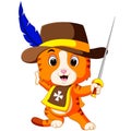 Kitten musketeer with sword