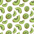 Kiwi fruit pattern Watercolor illustration Tropics food Digital paper Textile texture set Summer Botanical Spring Decoration Desig