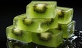 Traditional kiwi and mint Soap Bars on a Rustic Wooden Board