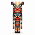 Illustration Of Kodiak Alutiiq With Totem Pole On White Background