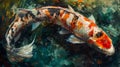 Illustration of koi carps, fish wallpaper, close-up