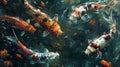 Illustration of koi carps, fish wallpaper, close-up