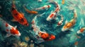 Illustration of koi carps, fish wallpaper, close-up