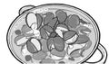 Illustration of Korean clam soup in black and white