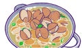 Illustration of Korean clam soup in color