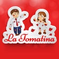 Illustration of La Tomatina festival in spain background