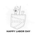 Illustration line art tool on pocket for celebration labor day