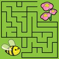 Illustration with a labyrinth `bee and flowers`.