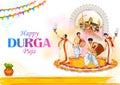 Goddess Durga Face in Happy Durga Puja Subh Navratri Indian religious header banner background