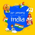 Lady in Tricolor saree of Indian flag for 26th January Happy Republic Day of India Royalty Free Stock Photo