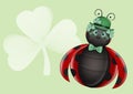 Illustration of ladybug with decorations for St. Patrick Day